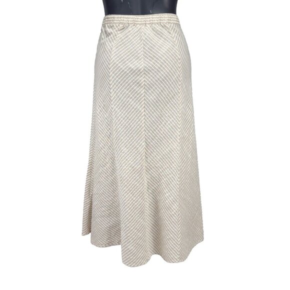 MAX STUDIOβ Yarn Dyed Button Front Striped Beige Off White Maxi Skirt Boho M - Picture 8 of 11